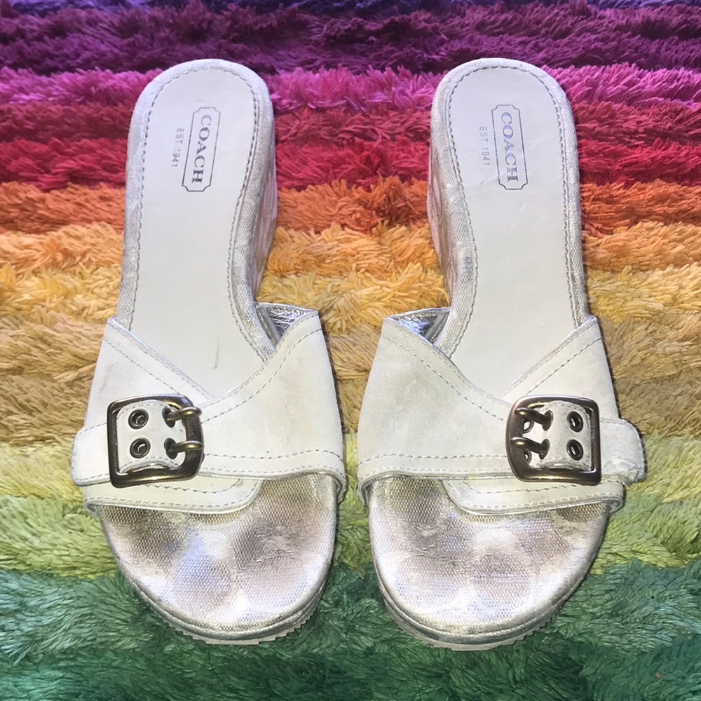 White Coach Platform Sandals SZ 8